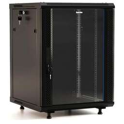 HYPERLINE Шкаф коммутационный TWB-FC-2245-GP-RAL9004 настенный, стеклянная передняя дверь, 22U, 600x1098x450 мм
