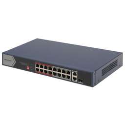 HIKVISION Коммутатор DS-3E0318P-E/M(C) (L2) 16x100Мбит/с 1x1Гбит/с 1xКомбо(1000BASE-T/SFP) 1SFP 16PoE 16PoE+ 130W неуправляемый