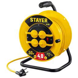 STAYER М-325, ПВС, 3 х 2.5 мм2, 50 м, 4000 Вт, IP44, силовой удлинитель на катушке (55064-50)