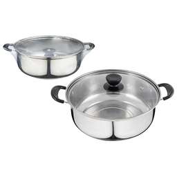 БЕЗ ТМ Кастрюля Promo, объем 5,5 л, из нержавеющей стали с крышкой из жаропрочного стекла (104617)