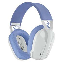 LOGITECH Гарнитура игровая G435, для компьютера и игровых консолей, накладные, Bluetooth/радио, белый / синий [981-001074]