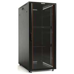 HYPERLINE Шкаф коммутационный TTBR-2268-AS-RAL9004 напольный, стеклянная передняя дверь, 22U, 600x1166x800 мм