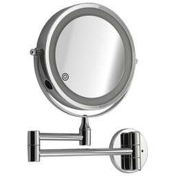 САНАКС 75278 Зеркало косметическое, настенное, с LED подсветкой, сенсорное включение, зарядка Type - C, шнур в комплекте, корпус из нержавеющей стали,