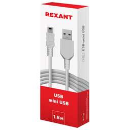 REXANT (18-1134) Кабель USB-mini USB/PVC/white/1,8m/REXANT