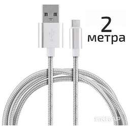 ENERGY Кабель ET-29-2 USB/Type-C, 2 метра, серебро (104112)