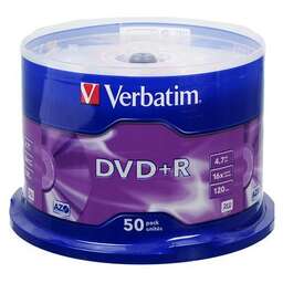 VERBATIM Оптический диск DVD+R 4.7ГБ 16x, 50шт., cake box [43550]