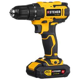 STEHER CD-200-1 20В, 1 АКБ (2Ач), в кейсе, дрель-шуруповерт