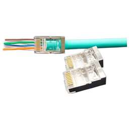 HYPERLINE Коннектор (PLEZ-8P8C-U-C5-SH-100) FTP кат.5E RJ45 прозрачный (упак.:100шт)