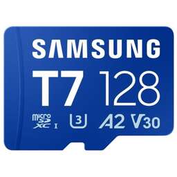SAMSUNG Карта памяти microSDXC UHS-I U3 T7 128 ГБ, 170 МБ/с, Class 10, MB-MB128T, без адаптера
