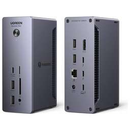 UGREEN Адаптер U710 (25054EU) Revodok Max 14-in-1 8K@30Hz & 2*Thunderbolt 4& DP Dock Station. Цвет: серый