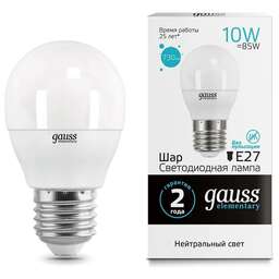 GAUSS Упаковка ламп LED E27, шар, 10Вт, 10 шт. [53220]