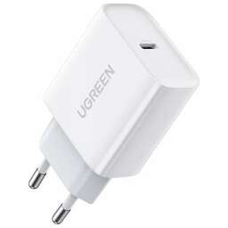 UGREEN Набор адаптер и кабель USB-C - Lightning CD137 (50698) PD Fast Charger 20W + USB-C to Lightning Cable EU. Цвет: белый