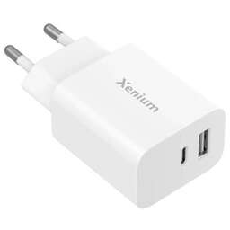 XENIUM Сетевое зарядное устройство X302, USB-A, USB-C, 30Вт, 3A, белый [ccx3020w/00]