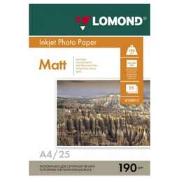 LOMOND Фотобумага 0102036 A4/190г/м2/25л./белый матовое для струйной печати