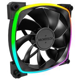 MONTECH Вентилятор RX120 Reverse, 120мм, 4-pin, 1600об/мин, 27 дБ, ARGB, черный, Ret [rx120 pwm black]