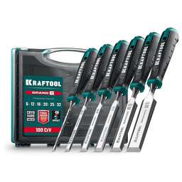 KRAFTOOL GRAND-6 набор стамесок-долот с двухкомпонентной рукояткой, 6 шт