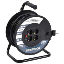 IEK Удлинитель силовой УК30 (WKP20-16-04-40-G) 3x1.5кв.мм 4розет. 40м ПВС 16A катушка черный