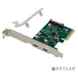 ORIENT AM-U3142PE-2С, Контроллер PCI-Ex4 v3.0, USB 3.2 Gen2, скорость до 10 Гбит/с, 2-port ext Type-C, ASM3142 chipset, разъем доп.питания, в комплекте LP планка крепления (31274)