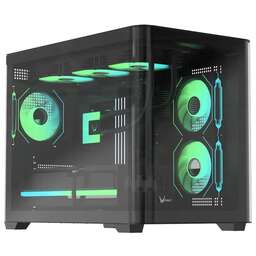 FORMULA Корпус Crystal U2M Floe черный без БП mATX 9x120mm 1xUSB3.1 audio bott PSU