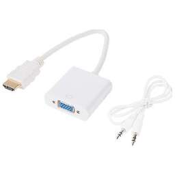 REXANT (17-6936) Переходник штекер HDMI - гнездо VGA, провод + шнур 3,5мм белый