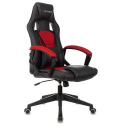 ZOMBIE Кресло игровое Arena черный/красный ткань/эко.кожа крестов. пластик