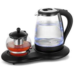 KITFORT Чайный набор КТ-6178 2л. 1500Вт черный корпус: стекло/пластик
