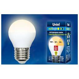 UNIEL (UL-00002377) LED-G45-6W/WW/E27/FR/MB PLM11WH