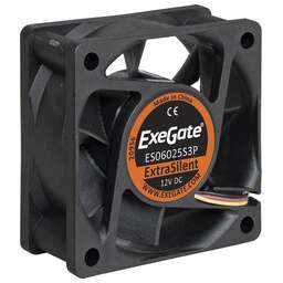 EXEGATE EX283370RUS Вентилятор ExtraSilent ES06025S3P, 60x60x25 мм, подшипник скольжения, 3pin, 2500RPM, 22dBA