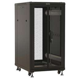 HYPERLINE Шкаф коммутационный (TTBR-1866-DD-RAL9004) напольный 18U 600x600мм пер.дв.перфор.2ств. задн.дв.перфор. 1000кг черный 510мм 53.8кг 988мм IP20 сталь