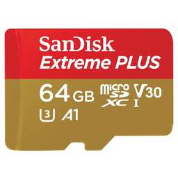 SANDISK Карта памяти Extreme microSD UHS I Card 64GB for 4K Video. Цвет: золото-красный