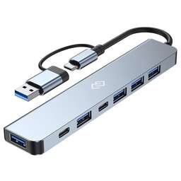 DIGMA Разветвитель USB-C + USB-A DHUB-7USB-AC 7порт. серебристый