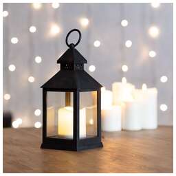 NEON-NIGHT (513-051) Декоративный фонарь со свечкой, черный , 10.5х10.5х24 см, цвет Теплый