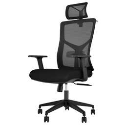 МОДЕР Кресло Фидель, сетка/ткань, до 120кг, синхромеханизм, регулируемые 4D подлокотники, черный/черный