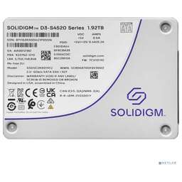 INTEL Solidigm SSDSC2KB019TZ1Z Solidigm SSD D3-S4520 Series, 1920GB, 2.5" 7mm, SATA3, TLC, R/W 550/510MB/s, IOPs 91 000/38 000, TBW 8800, DWPD 3 (12 мес.)