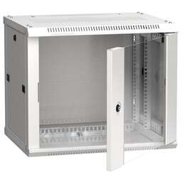 ITK Шкаф коммутационный Linea W (LWR3-09U64-GF) настенный 9U 600x450мм пер.дв.стекл 90кг серый 350мм 24кг 200град. 500мм IP20 IK08 сталь
