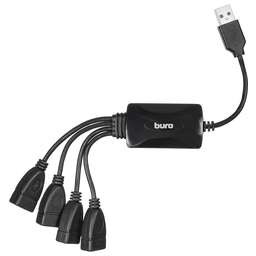 BURO Хаб (разветвитель) BU-HUB4-0.3-U2.0-Splitter, черный