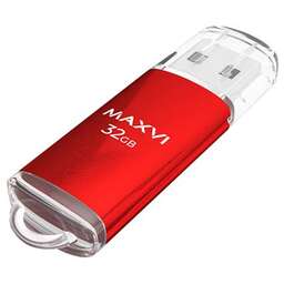 MAXVI USB флеш-накопитель MP 32GB красный, монолит с колпачком, металл + ABS пластик, USB 2.0