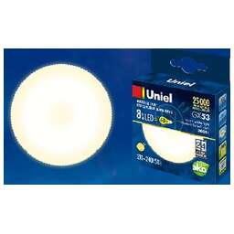 UNIEL (UL-00001672) LED-GX53-8W/WW/GX53/FR PLZ01WH матовая Теплый белый свет