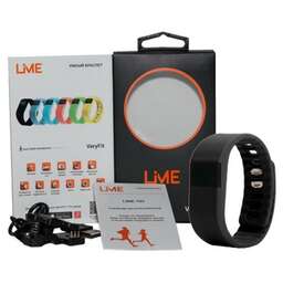 LIME Фитнес-браслет 102 black Шагомер, Подсчет калорий, Часы, Будильник, Черный ремешок (550113)