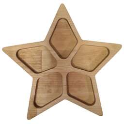 РОССИЯ 370720m Менажница "Звезда, 5 секций" 22,6х21,6х1,8 см, массив берёзы, покрыта маслом