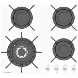 HYUNDAI Газовая варочная панель HHG 6437 WG, независимая, белый