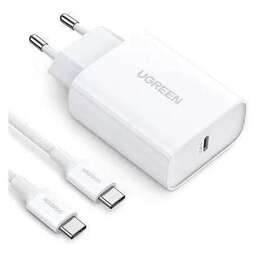 UGREEN Сетевое зарядное устройство CD127, USB-C, 30Вт, 3A, белый [70161]