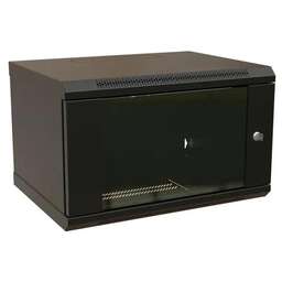 WRLINE Шкаф коммутационный WR-TW-0945-GP-RAL9004 настенный, стеклянная передняя дверь, 9U, 600x500x450 мм
