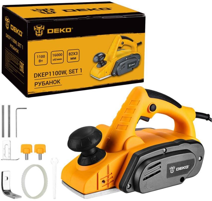 Рубанок Deko DKEP1100W SET1, 1100Вт, 82 мм 083-1074
