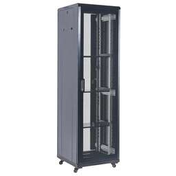 REXANT Шкаф серверный (04-4266-232) напольный 42U 600x800мм пер.дв.перфор. металл 2 бок.пан. направл.под винты 800кг черный 92кг 230град. 2054мм IP20 сталь