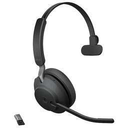 JABRA Гарнитура Evolve2 65, для компьютера/мобильных устройств, накладные, беспроводные/Bluetooth/USB, моно, черный [26599-899-999]