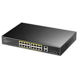 CUDY Коммутатор 16-Port Gigabit PoE+ Switch with 2 Uplink Gigabit Ports and 2 Gigabit SFP Slots 200W 16-10/100/1000 BASE-T Gigabit ports, 2-Port 10/100/1000 BASE-T Gigabit Uplink ports, 2-1000 BASE-X SFP Slot, 16-port IEEE 802.3at PoE+ Injector, 200 watts total Power budget, Supports PoE power up to 30W for each PoE port, Extend Mode (Transmit distance up