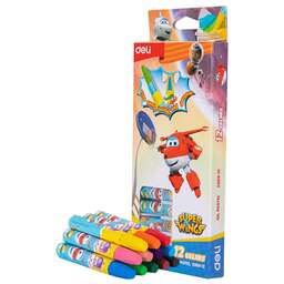DELI Масляная пастель EC009-12 Super Wings шестигранные 12цв. картон.кор./европод
