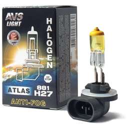 AVS Галогенная лампа ATLAS ANTI-FOG BOX желтый H27/881.12V.27W.коробка 1шт