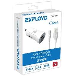 EXPLOYD EX-Z-587 TYPE-C 3.4А 2.4А+1А 2хUSB белый